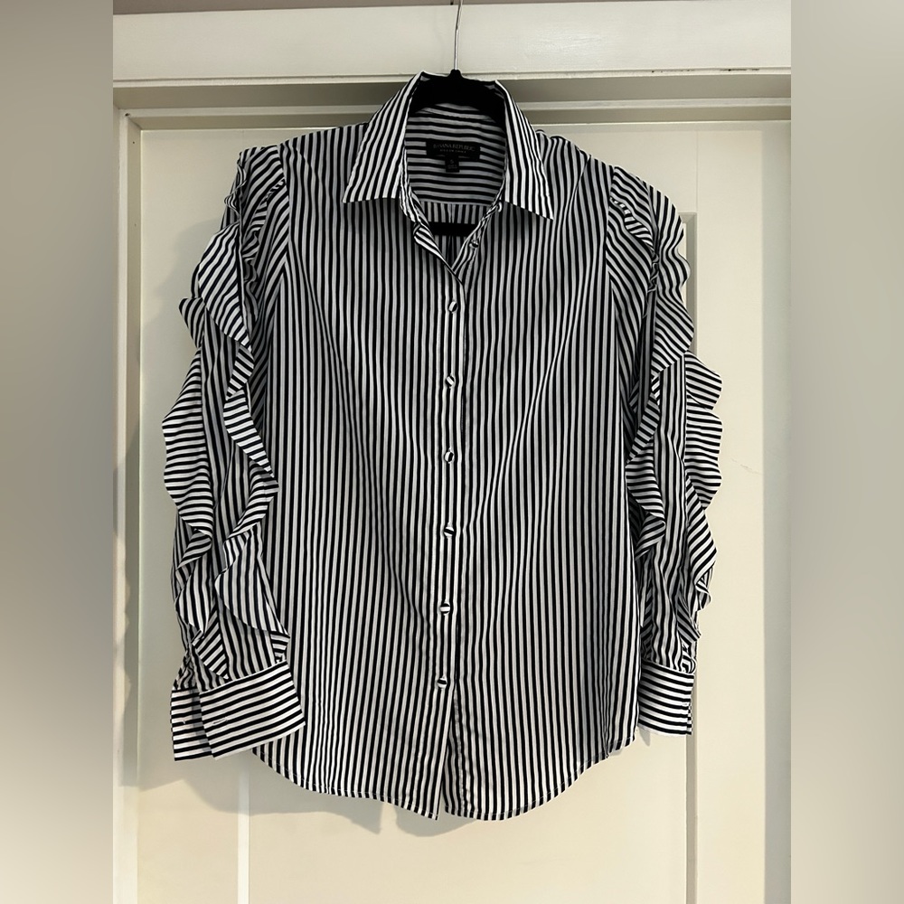 Striped Wavy Sleeve Blouse